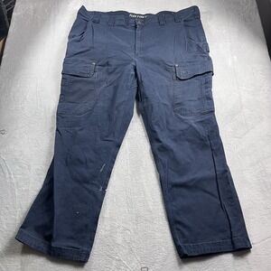 Duluth Pants Mens 44x30* Navy Canvas Flex Fire Hose Ultimate Relaxed Fit Cargo